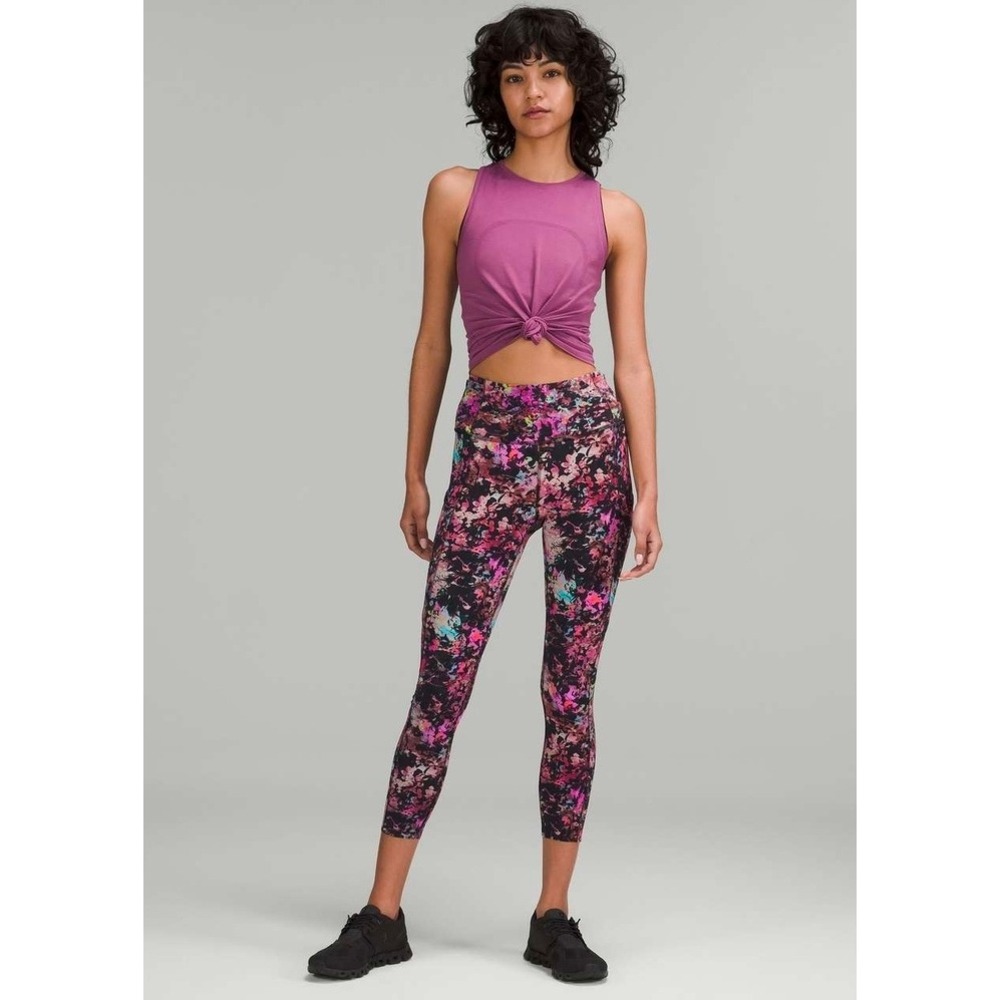 Lululemon Fast and Free High Rise Leggings Size 4 High Rise Floral Yoga Athletic